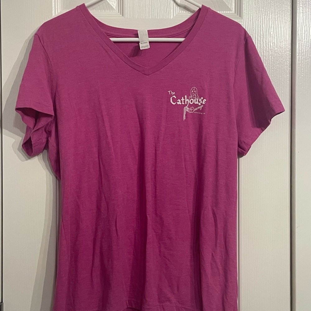 The Cathouse Lounge Women's Hot Pink V-Neck Short Sleeve Tee